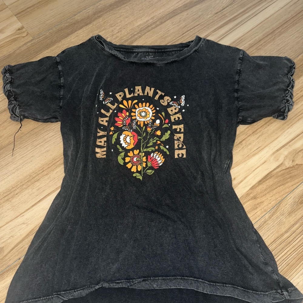 Anthropologie "May All Plants" Be Free black Shirt